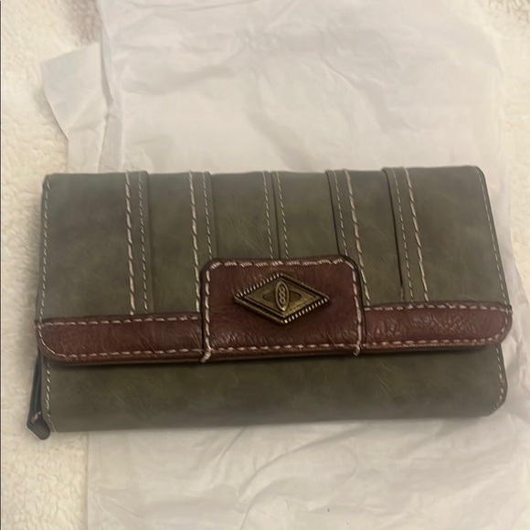 Olive and Brown Women's Wallet - Picture 1 of 5